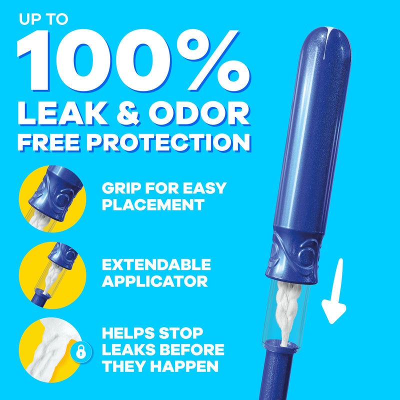 Tampax تامباكس كومباكت بيرل تامبون، مع حافة تسرب وقلم قابل للتمديد، امتصاص عادي، قلم قابل للتمديد مدمج، بدون رائحة، 16 قطعة (قد يختلف التعبئة) - Image 5